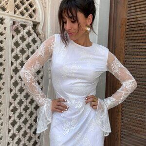 12th Tribe Primrose Long Sleeve Lace Mini Dress Size MM